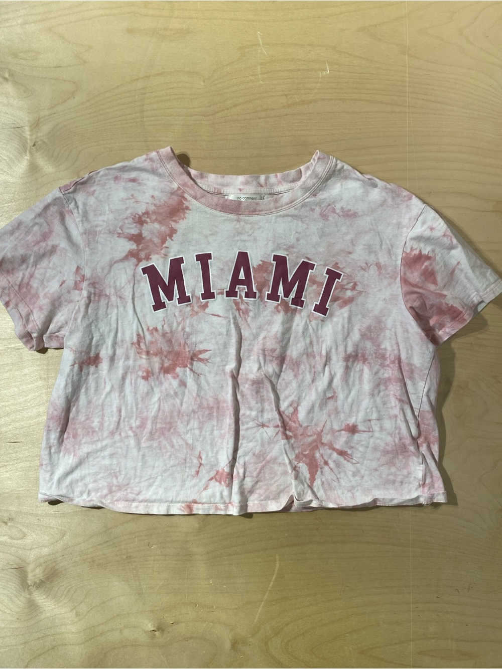 No Comment Plus Miami Tie-Dye Cropped Tee in Pink 1X (SO) - Picture 3 of 7